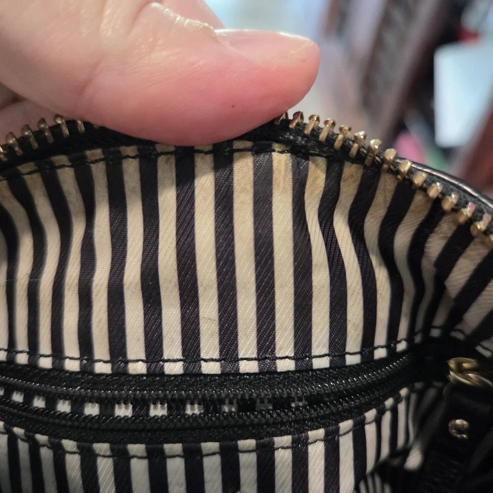 Kate Spade New York Black Pebbled Leather Crossbody Shoulder Bag Gold Zip Purse